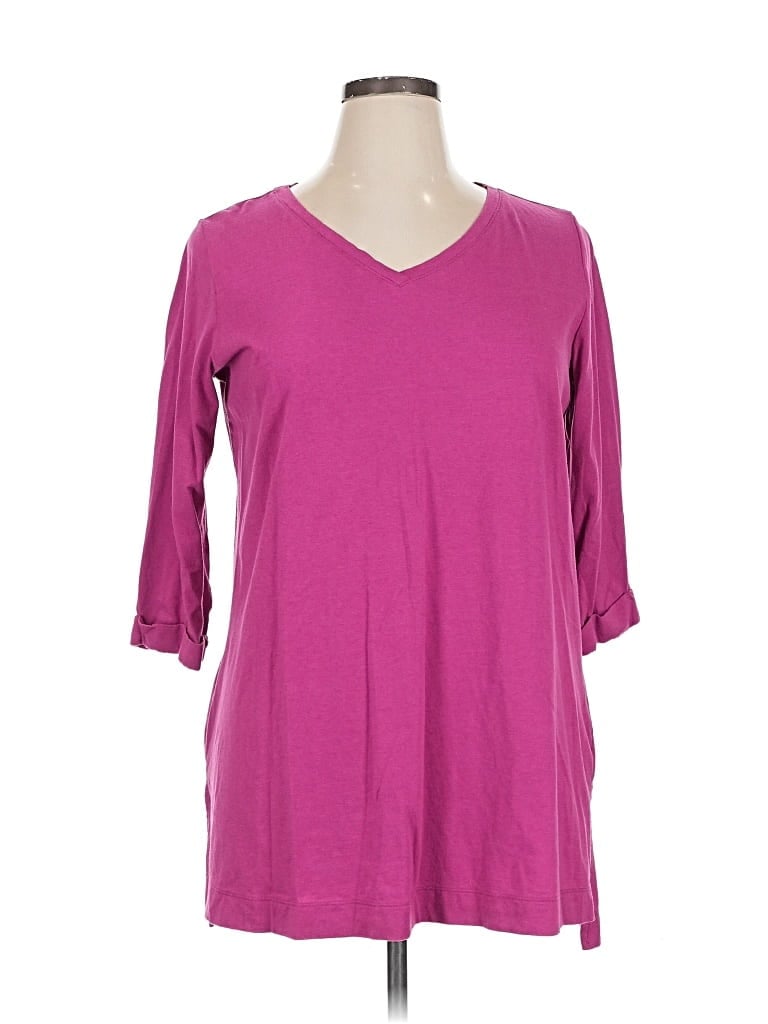 Pre-owned Woman Within 3/4 Sleeve T-shirt In Purple