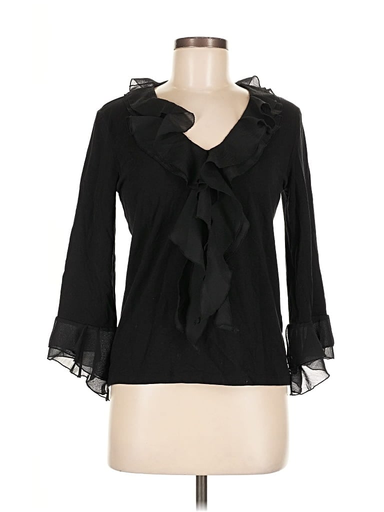 Pre-owned Jones New York Signature 3/4 Sleeve Blouse In Black