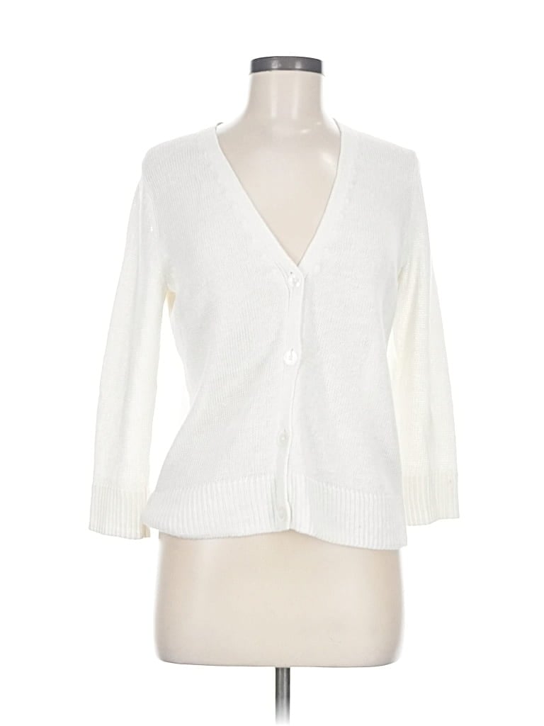 Pre-owned Talbots Cardigan Sweater In White