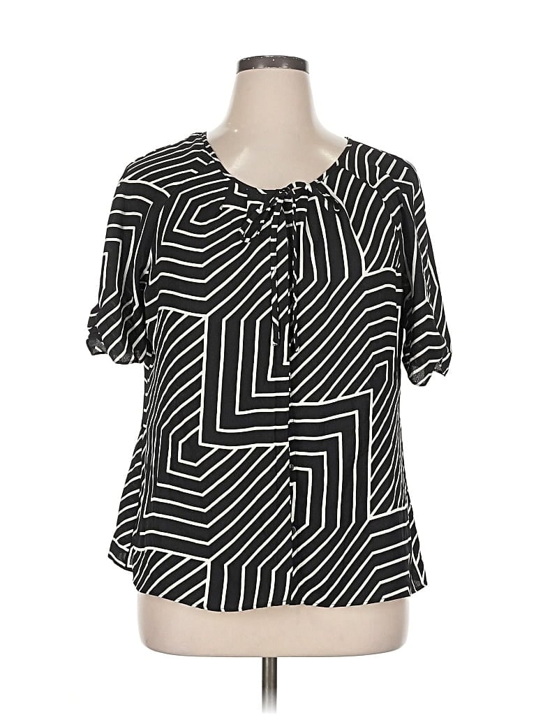 Pre-owned Worthington Short Sleeve Blouse In Black