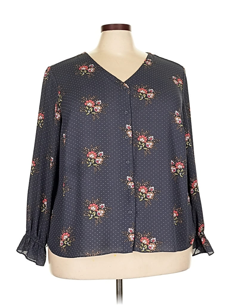 Pre-owned T Tahari 3/4 Sleeve Blouse In Gray