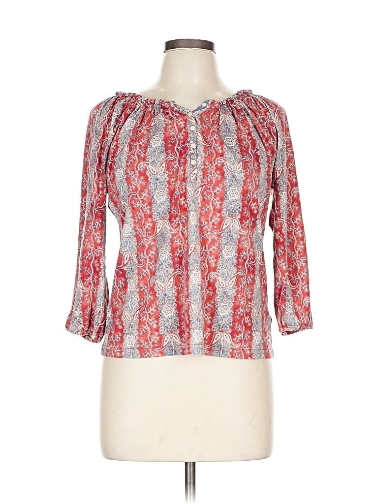 Pre-owned Chaps 3/4 Sleeve Blouse In Red
