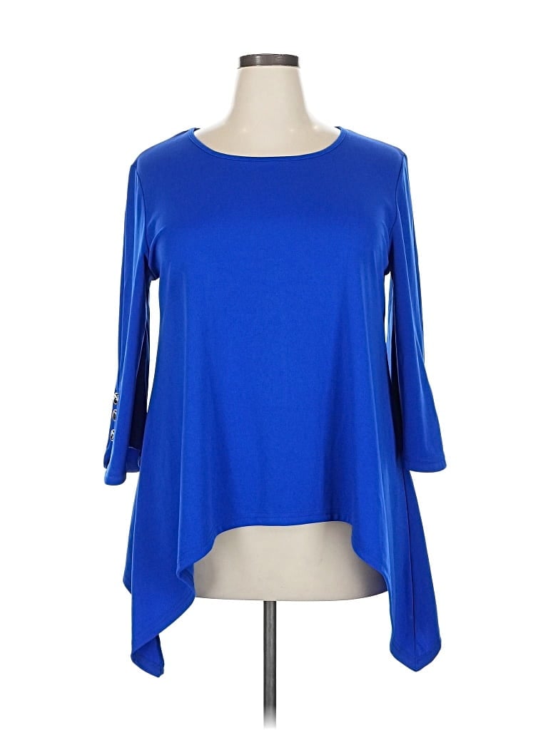 Pre-owned In'voland 3/4 Sleeve Top Blue Boatneck Tops