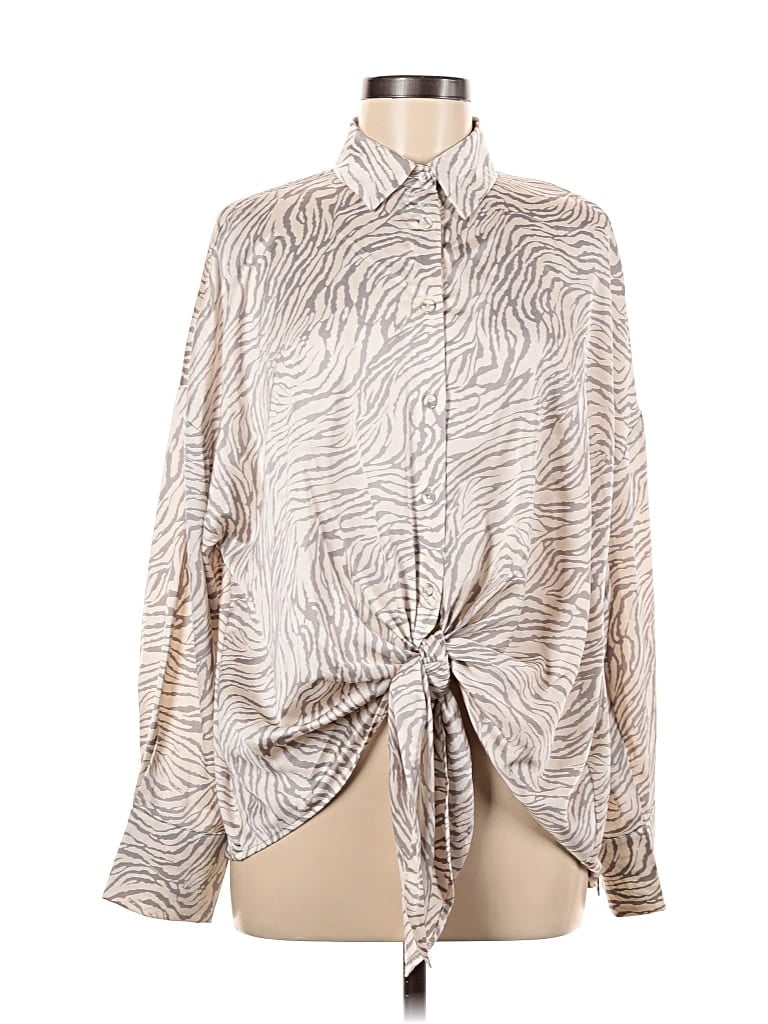 Pre-owned Dress Forum Long Sleeve Blouse In Silver
