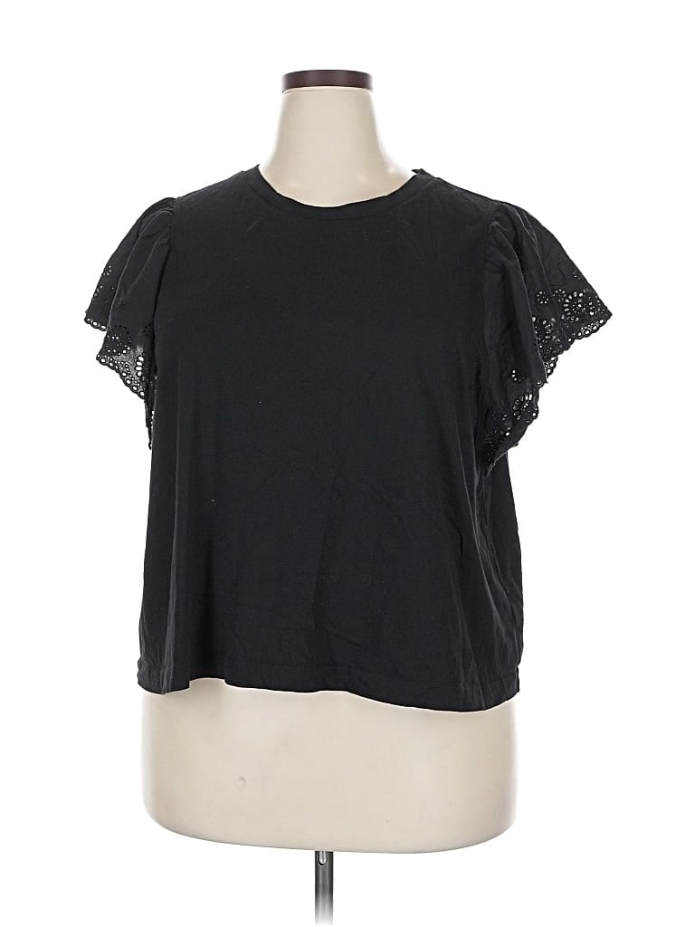 Pre-owned Old Navy Short Sleeve Top Black Keyhole Neckline Tops