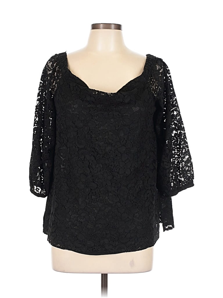 Pre-owned Ann Taylor 3/4 Sleeve Blouse In Black