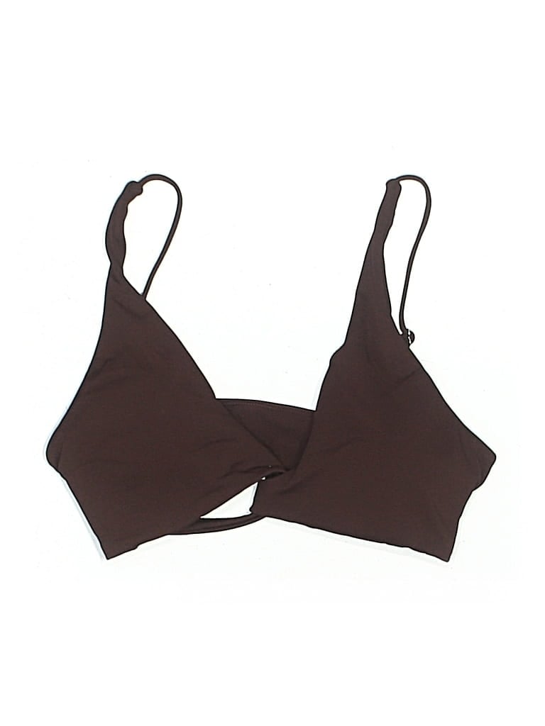 Pre-owned Musera Swimsuit Top Brown Solid Pattern Swimwear