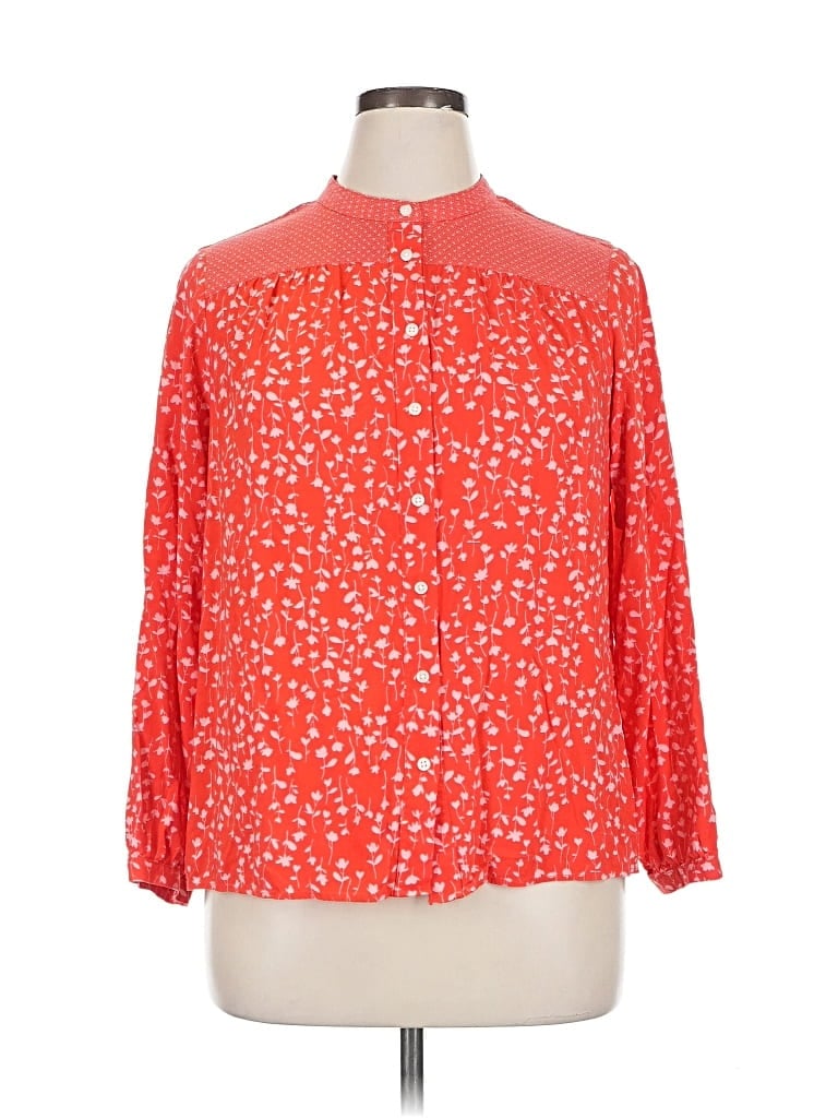 Pre-owned Lands' End 3/4 Sleeve Blouse In Red