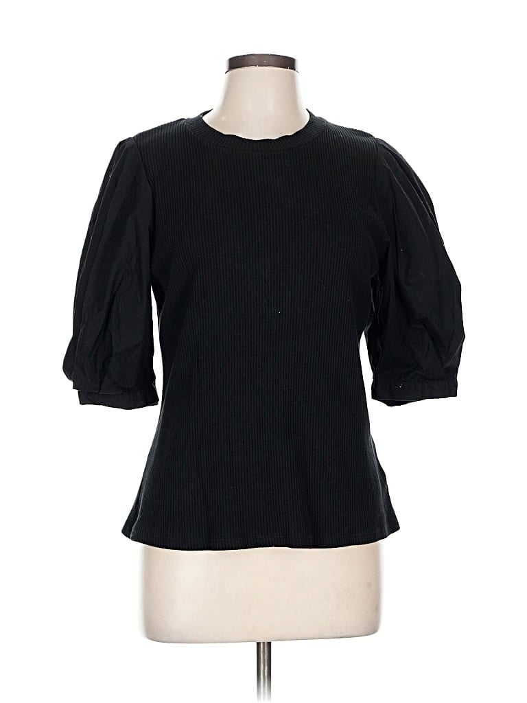 Pre-owned Who What Wear 3/4 Sleeve Top Black Mock Neckline Tops