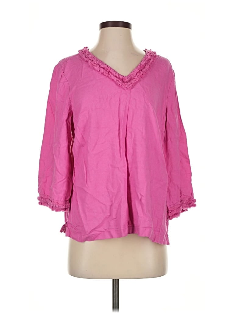 Pre-owned Chico's 3/4 Sleeve Blouse In Pink