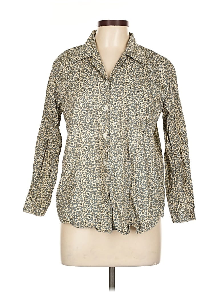 Pre-owned Assorted Brands 3/4 Sleeve Button Down Shirt In Brown