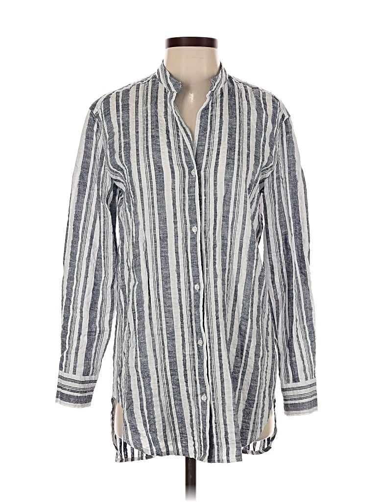 Pre-owned James Perse Long Sleeve Button Down Shirt In Silver