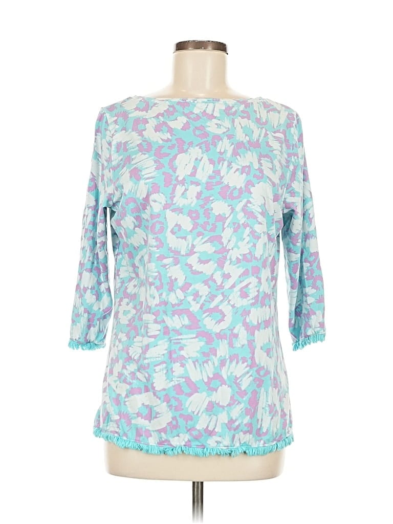 Pre-owned Belle By Kim Gravel 3/4 Sleeve T-shirt In Blue