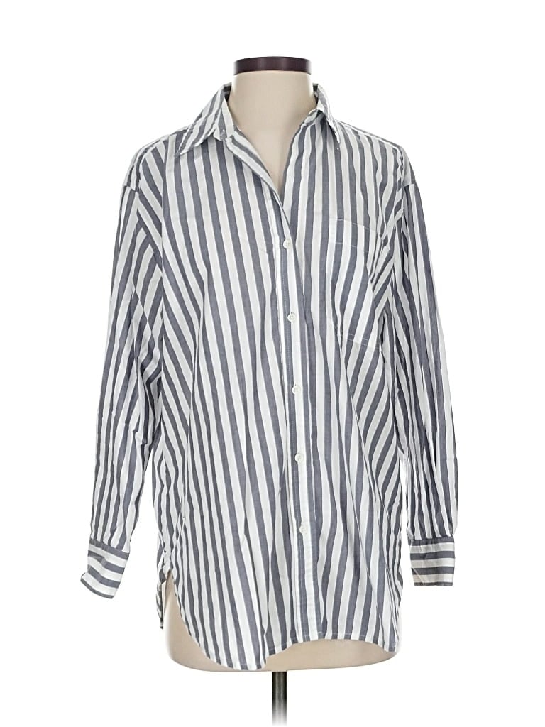 Pre-owned Banana Republic Factory Store Long Sleeve Button Down Shirt In Silver