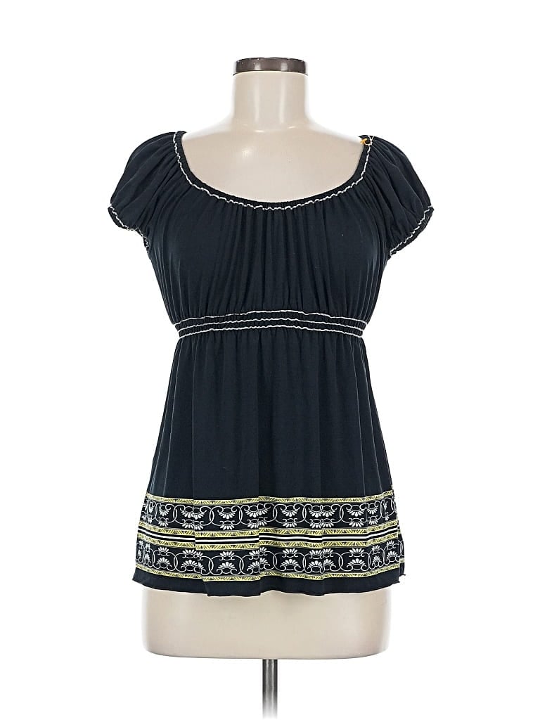 Pre-owned Max Studio Short Sleeve Top Blue Scoop Neck Tops