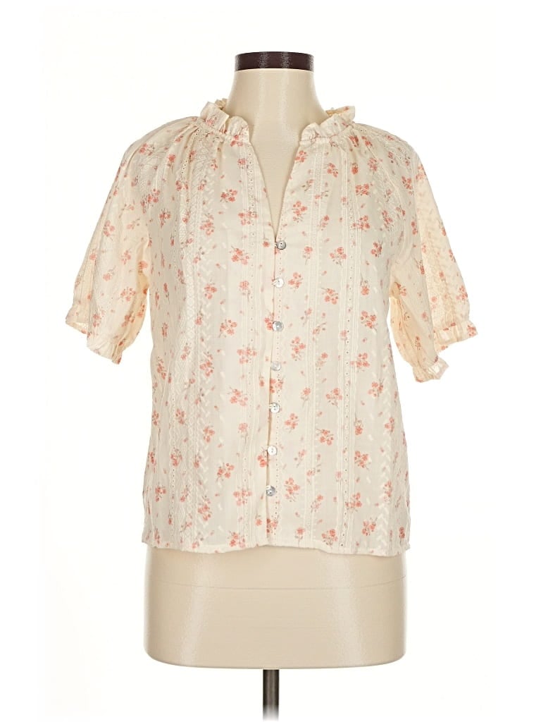 Pre-owned Easy Clothes Short Sleeve Blouse In White