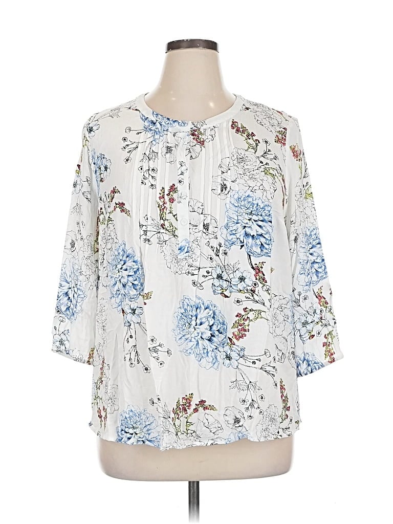 Pre-owned Daniel Rainn 3/4 Sleeve Blouse In White