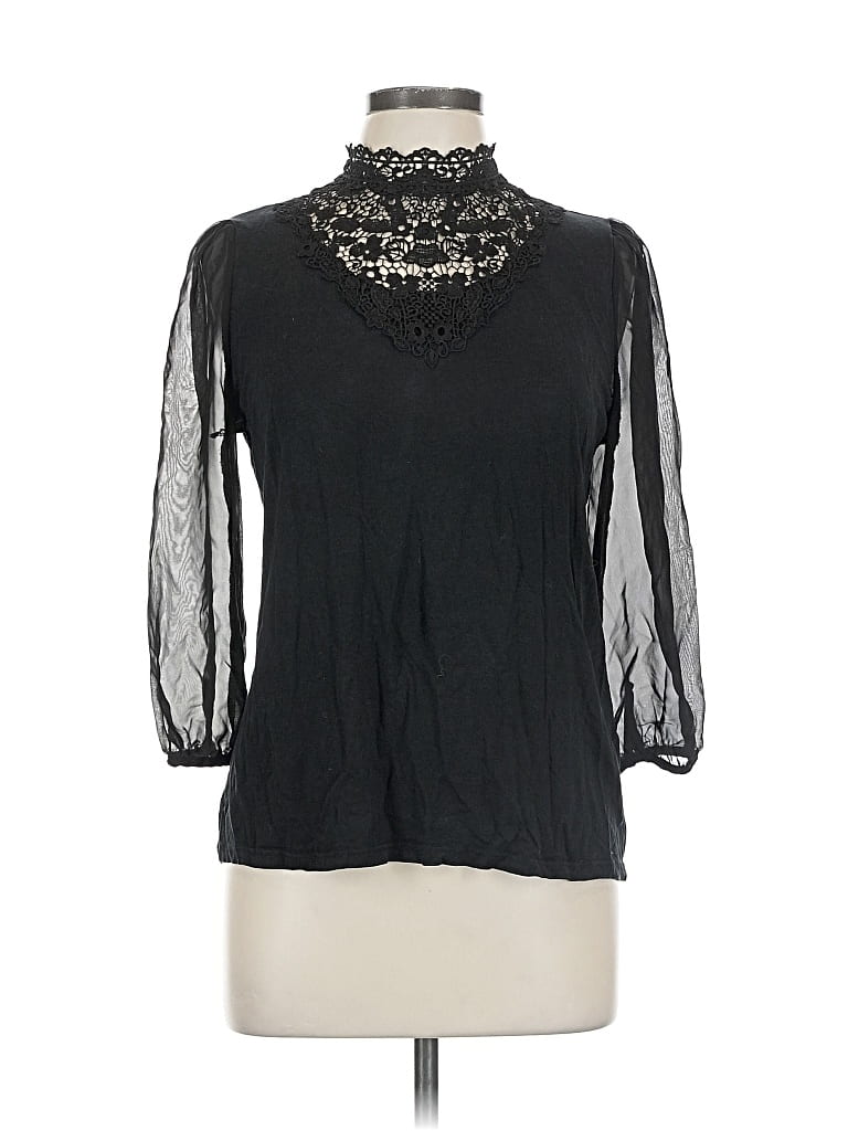 Pre-owned H&m 3/4 Sleeve Blouse In Black
