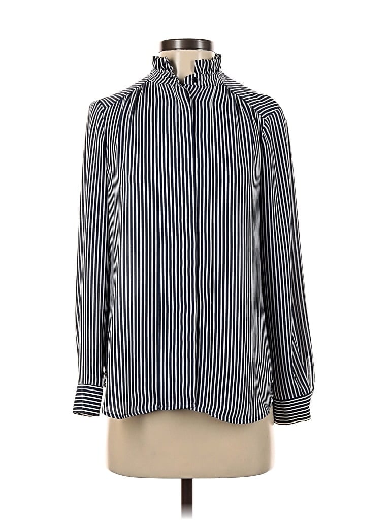 Pre-owned Ann Taylor Long Sleeve Blouse In Blue