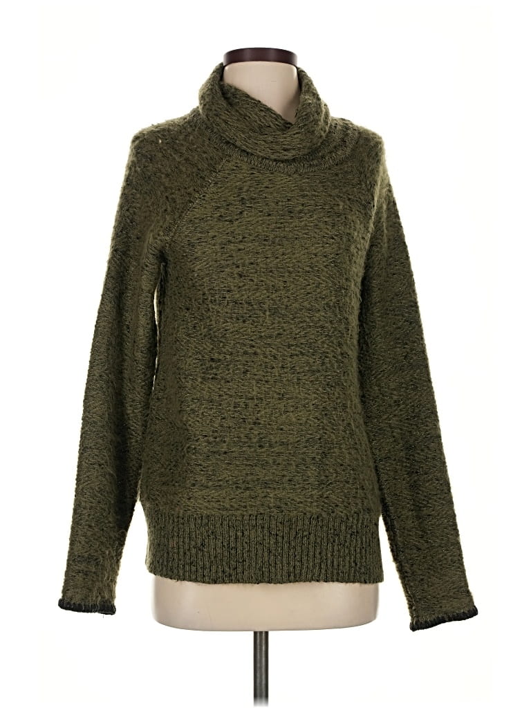 Pre-owned Cable & Gauge Turtleneck Sweater In Green