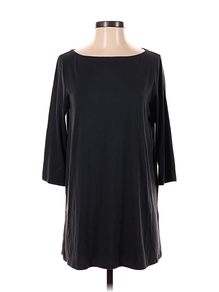 Pre-owned Eileen Fisher 3/4 Sleeve T-shirt In Black