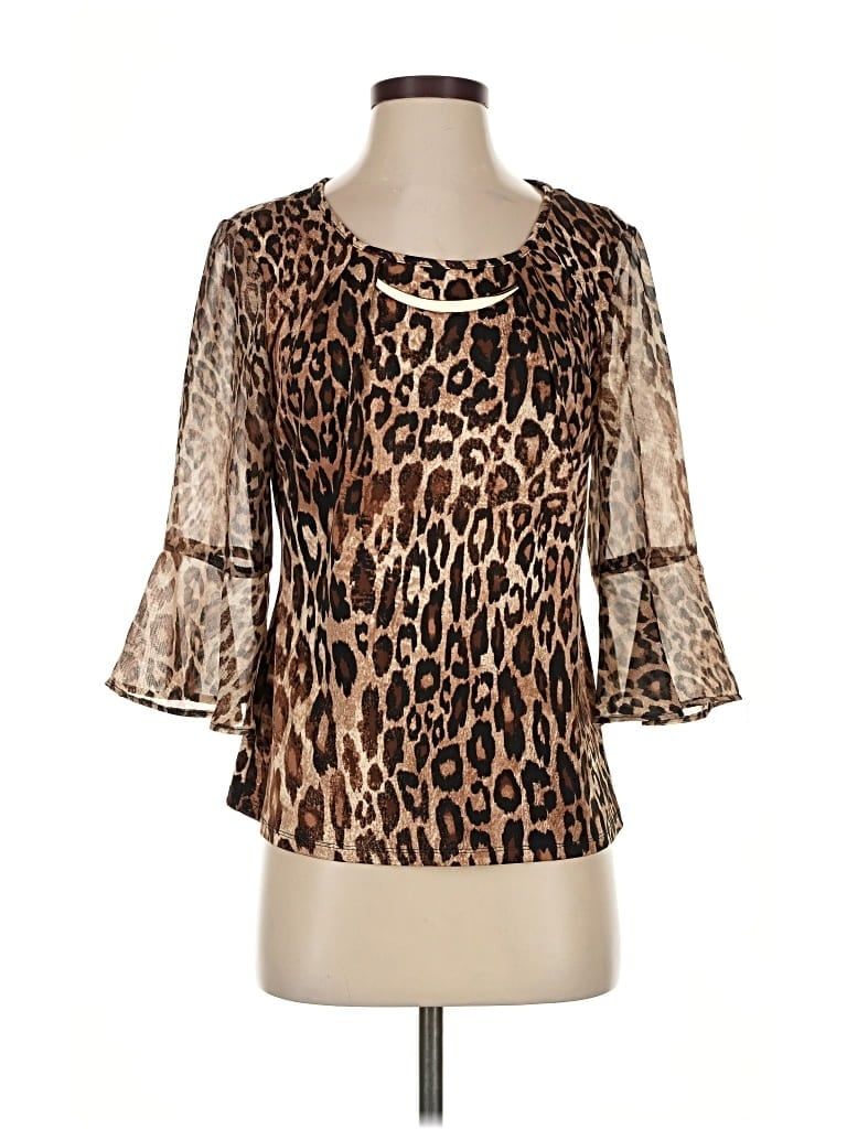 Pre-owned Assorted Brands 3/4 Sleeve Blouse In Brown