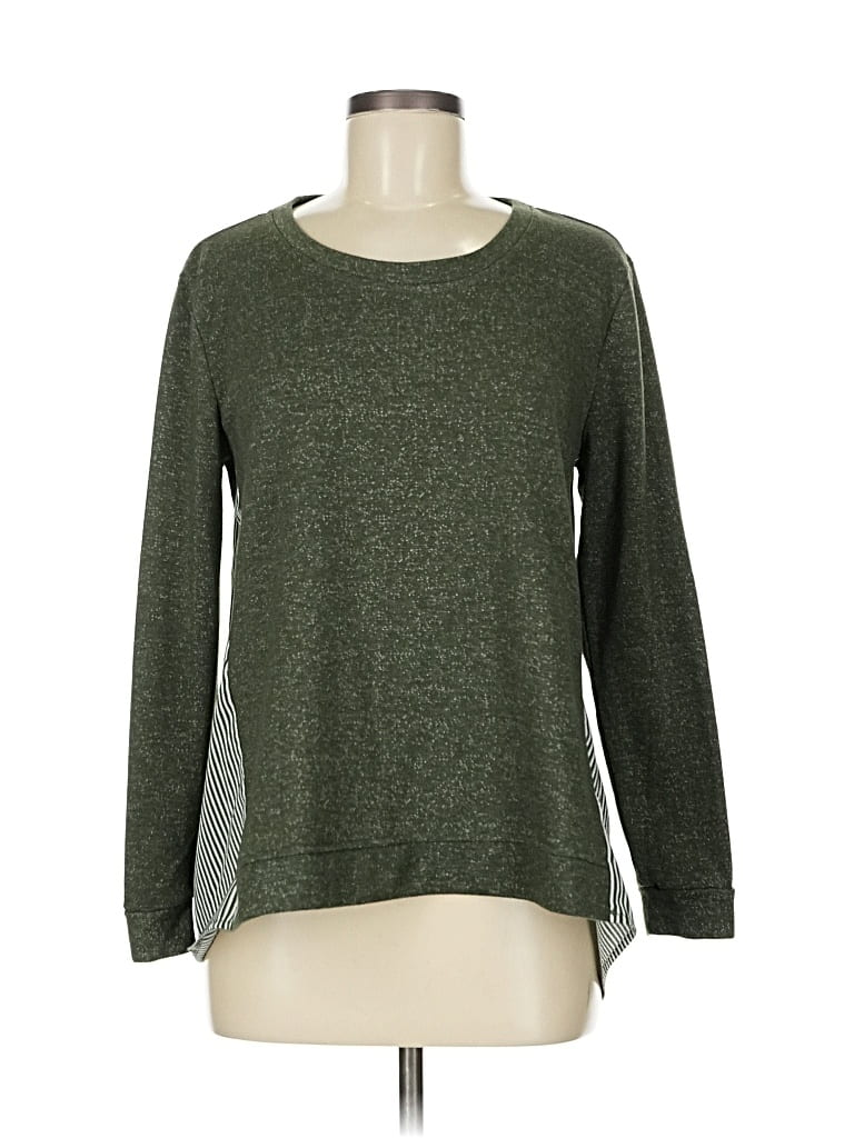 Pre-owned Hannah Long Sleeve Top Green Crew Neck Tops