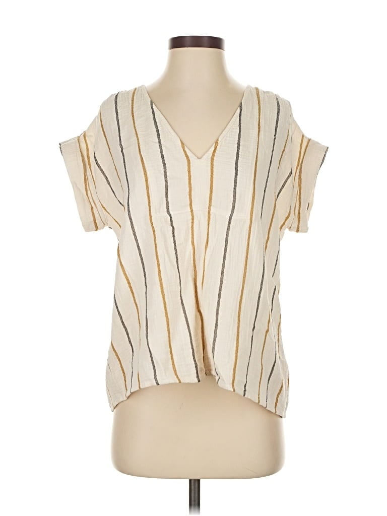 Pre-owned Madewell Short Sleeve Blouse In White