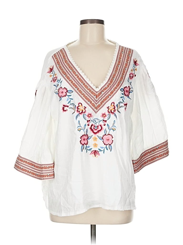 Pre-owned Shein 3/4 Sleeve Blouse In White