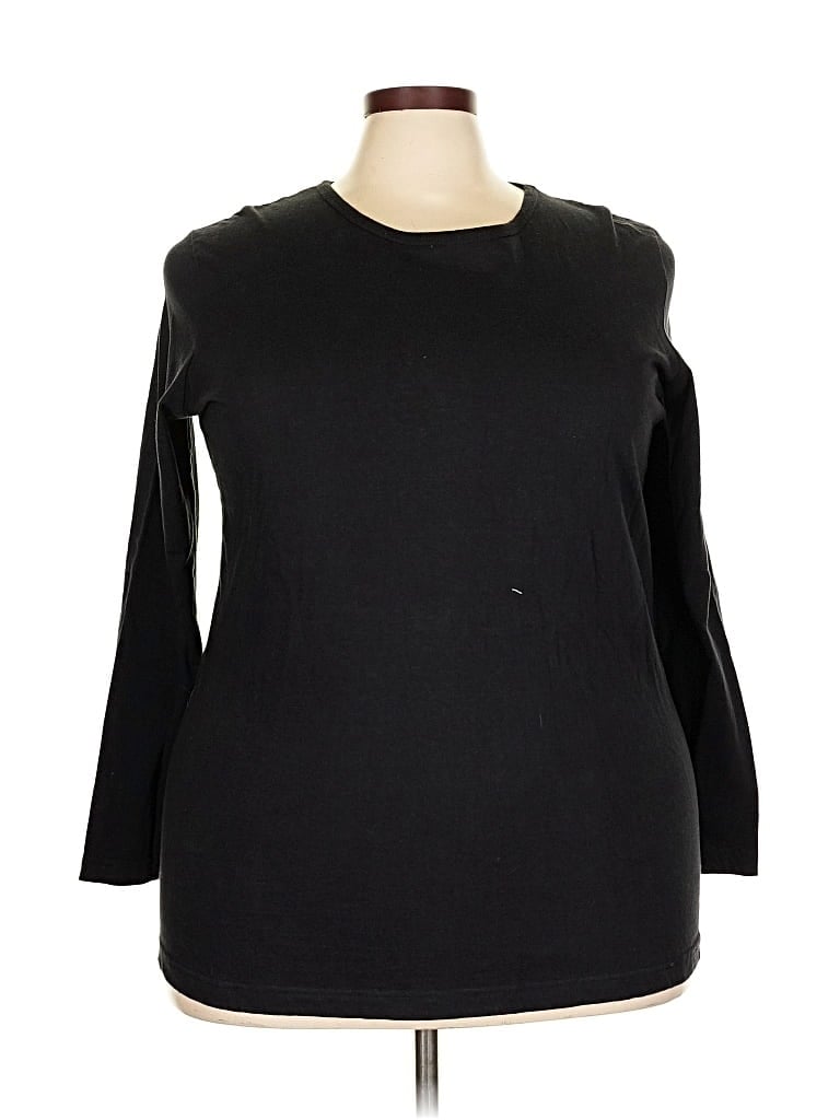 Pre-owned Woman Within 3/4 Sleeve T-shirt In Black