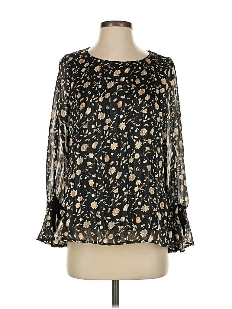 Pre-owned Skies Are Blue Long Sleeve Blouse In Black