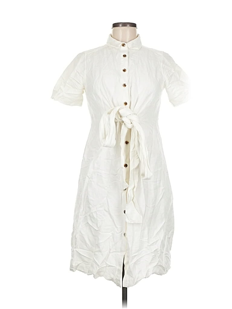 Pre-owned Ann Taylor Casual Dress In White