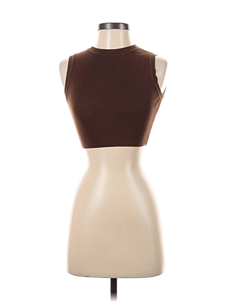 Pre-owned Zara Tank Top Brown Strapless Neckline Tops