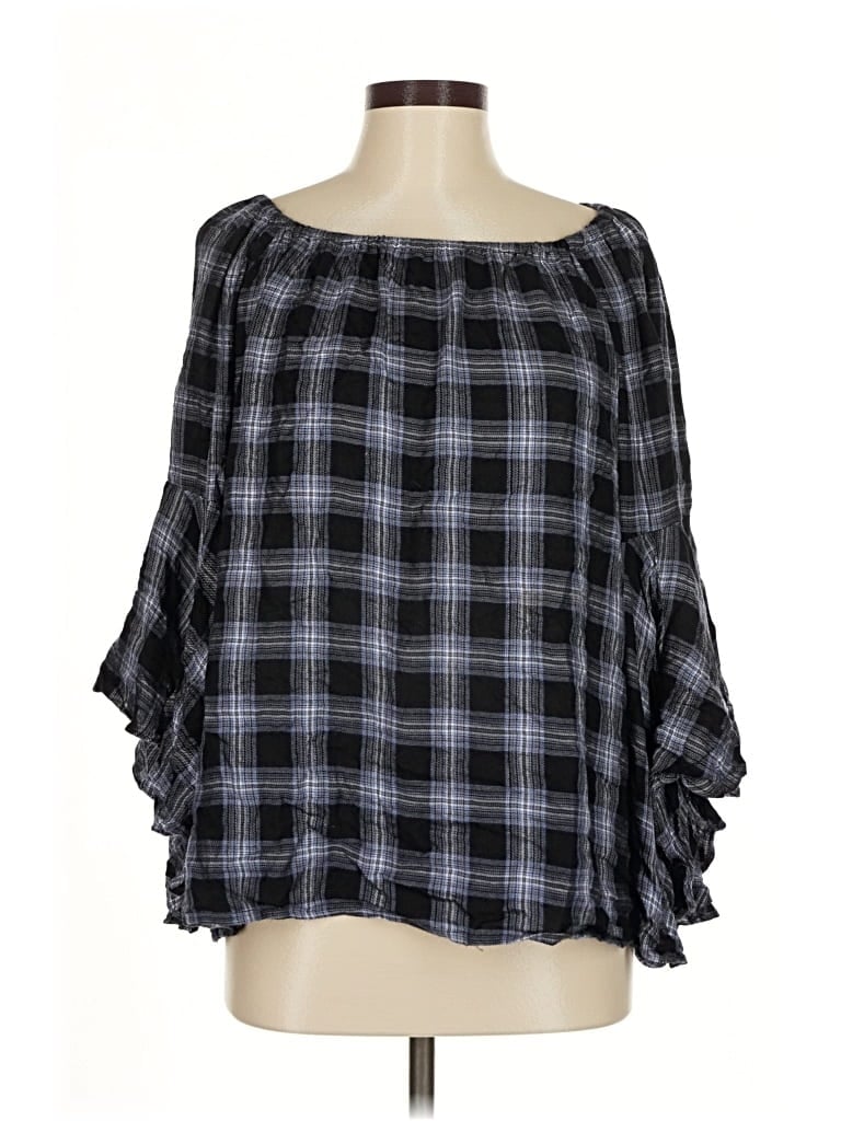 Pre-owned Fever 3/4 Sleeve Blouse In Black