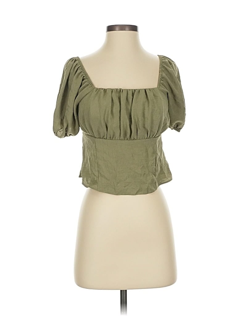 Pre-owned Miss Selfridge Short Sleeve Top Green Strapless Neckline Tops