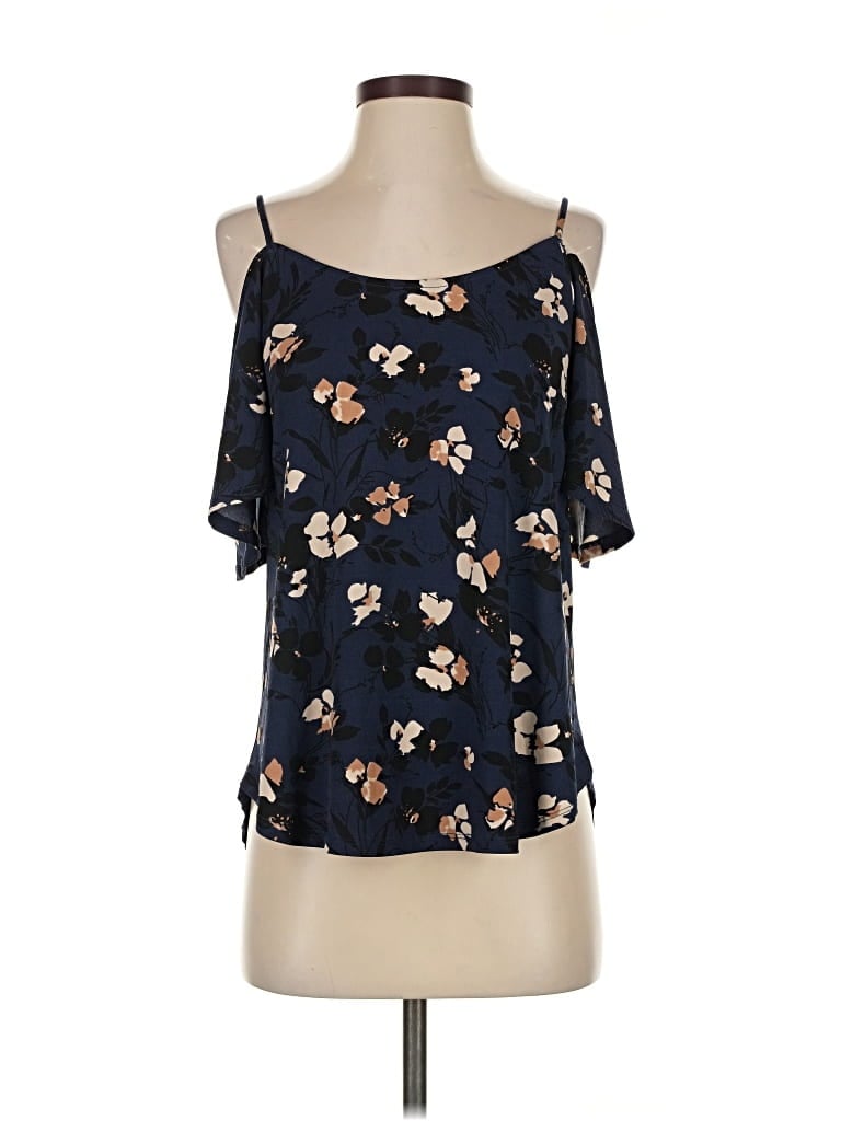 Pre-owned Kaileigh Tank Top Blue Cold Shoulder Neckline Tops