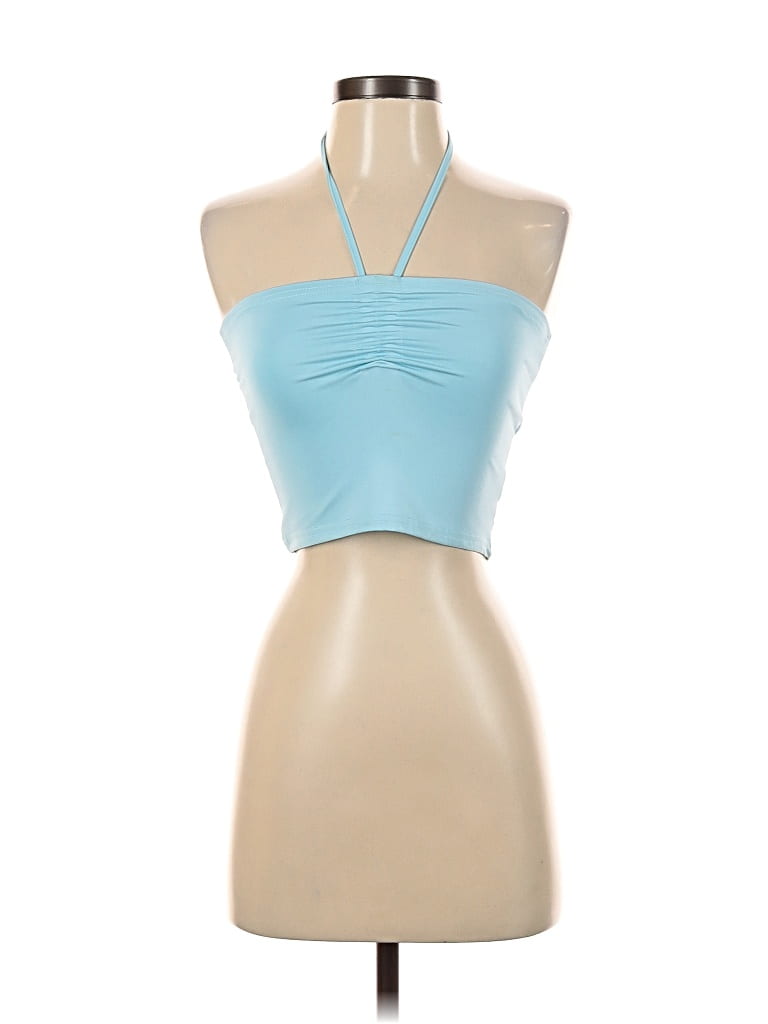 Pre-owned Micas Tank Top Blue Strapless Neckline Tops