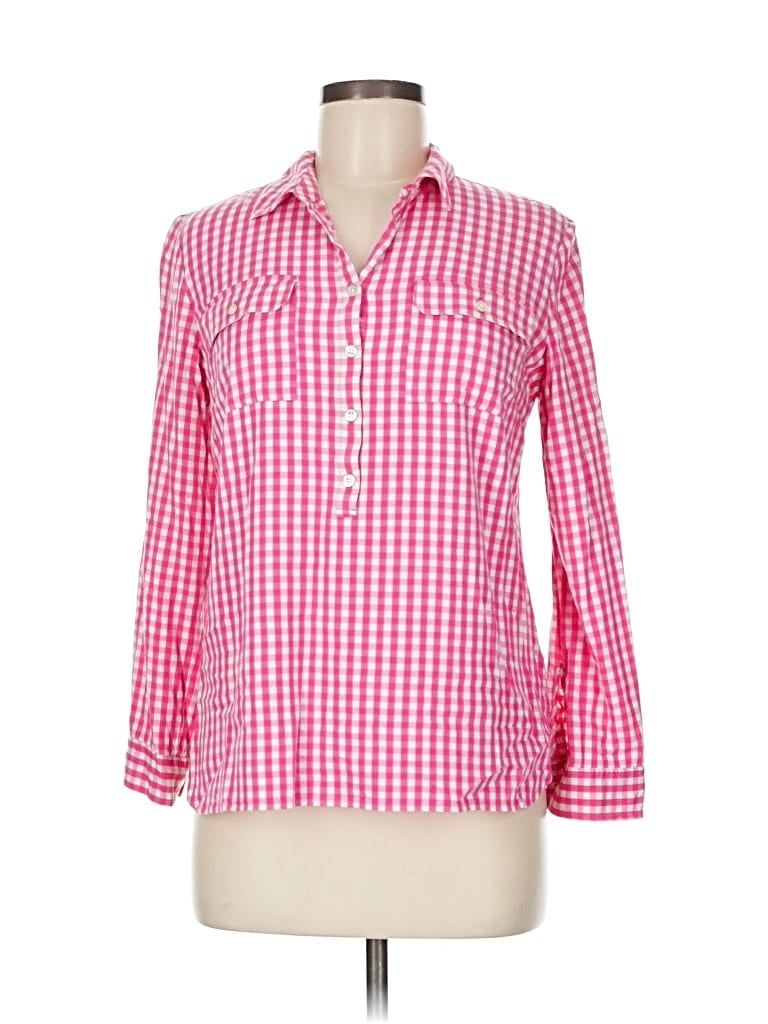 Pre-owned Talbots 3/4 Sleeve Button Down Shirt In Pink