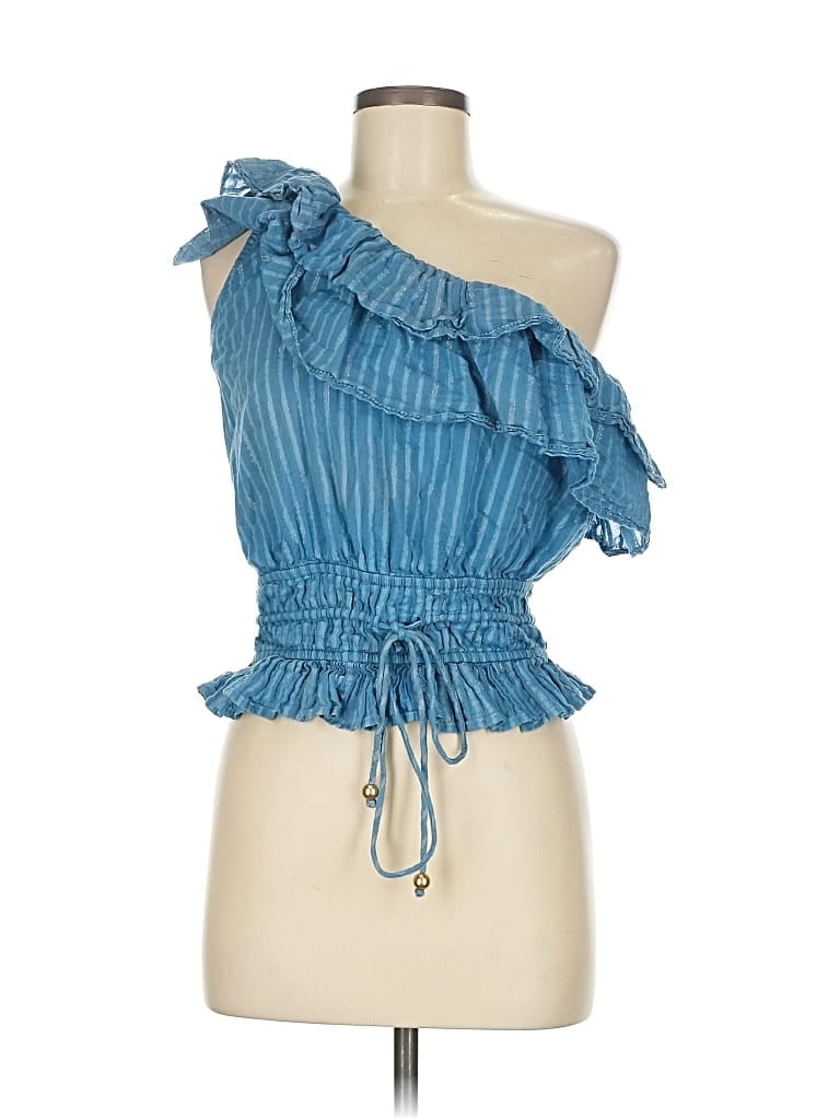 Pre-owned Karina Grimaldi Sleeveless Blouse In Blue