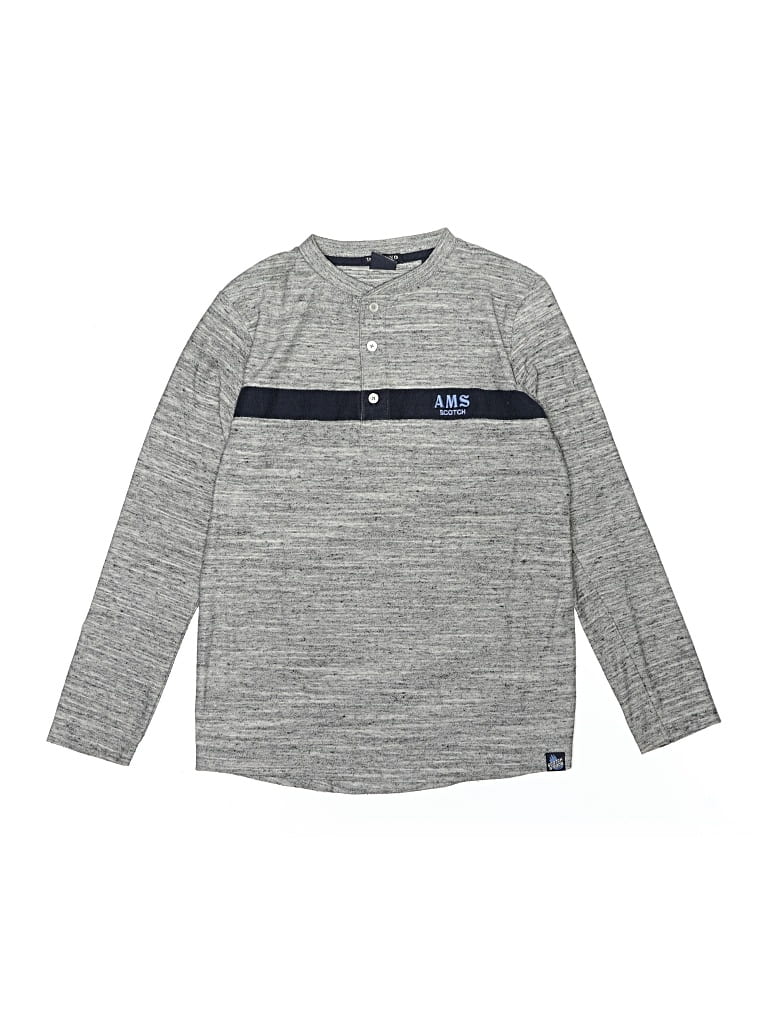 Pre-owned Scotch & Soda Kids' Long Sleeve Henley Shirt In Gray