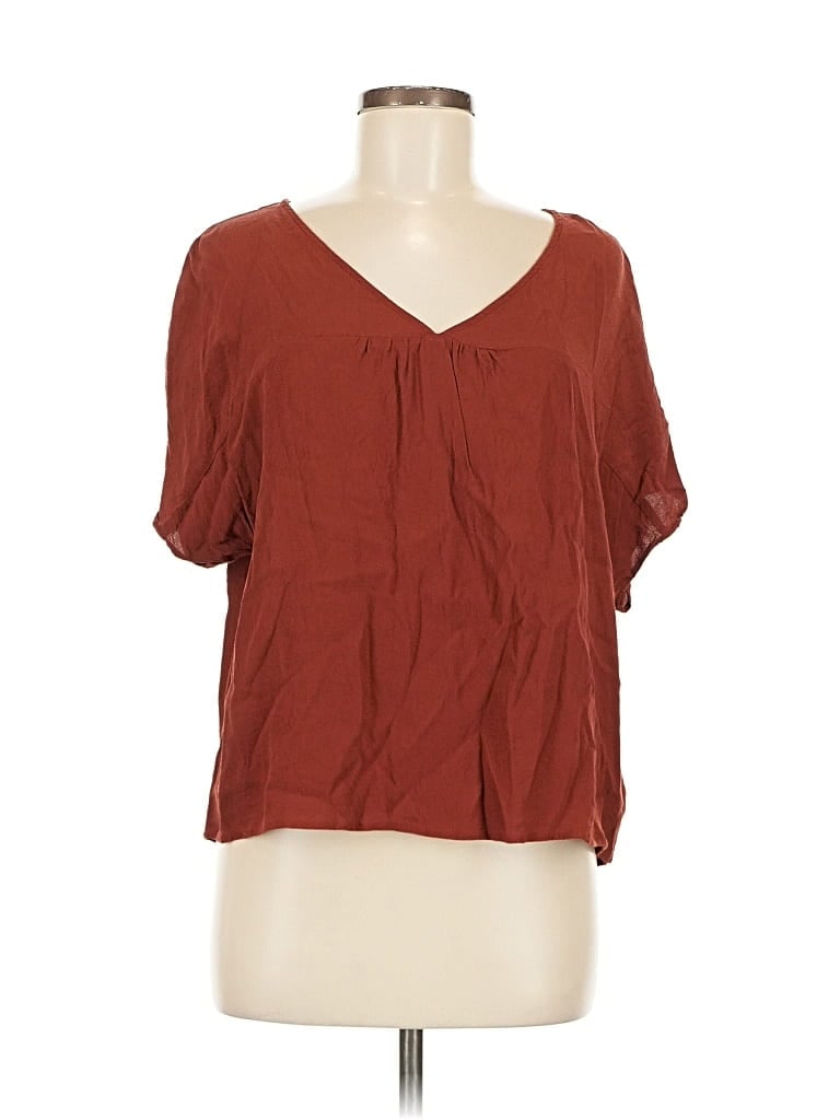 Pre-owned Madewell Short Sleeve Blouse In Brown