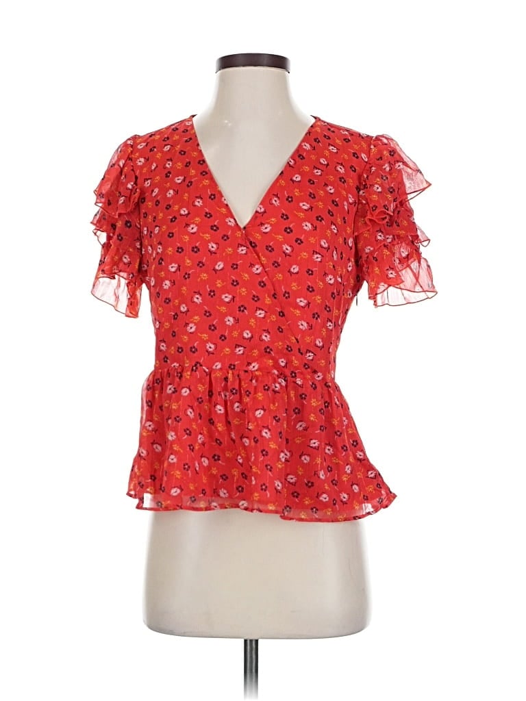 Pre-owned Madewell Short Sleeve Blouse In Red
