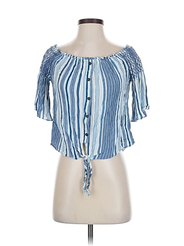 Pre-owned Jolt Short Sleeve Blouse In Blue