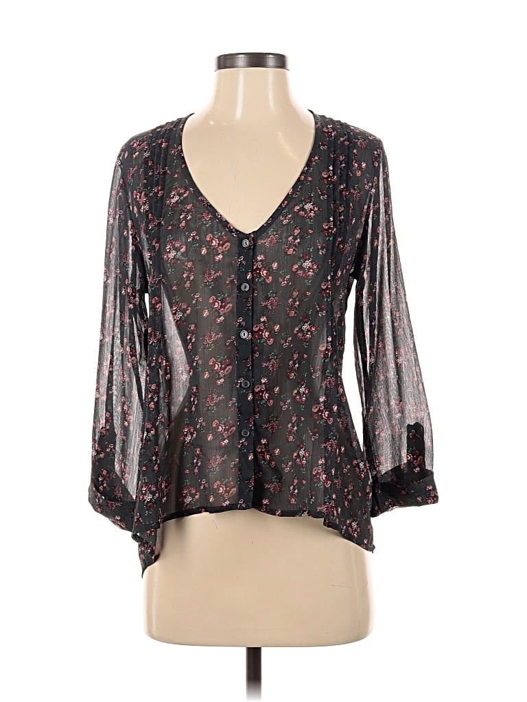 Pre-owned Kirra 3/4 Sleeve Blouse In Black