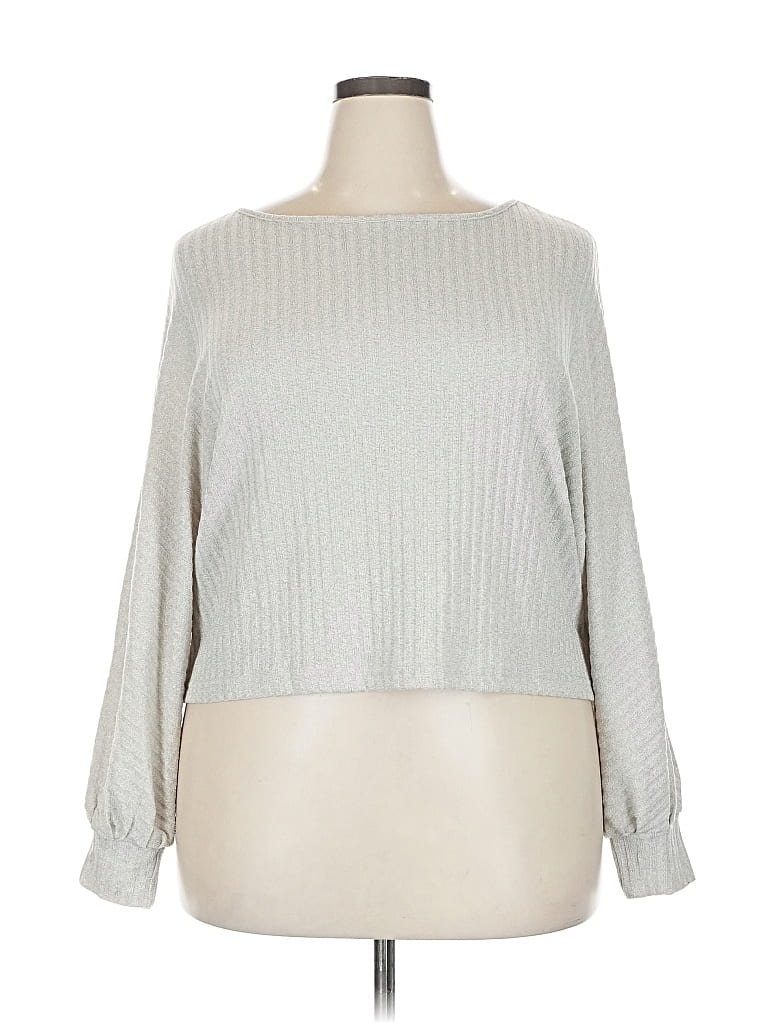 Pre-owned Shein Curve 3/4 Sleeve T-shirt In Silver