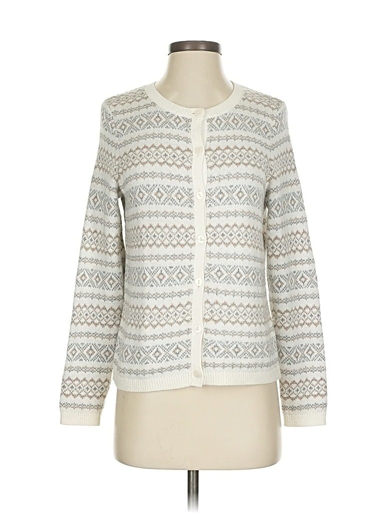 Pre-owned Talbots Outlet Cardigan Sweater In White