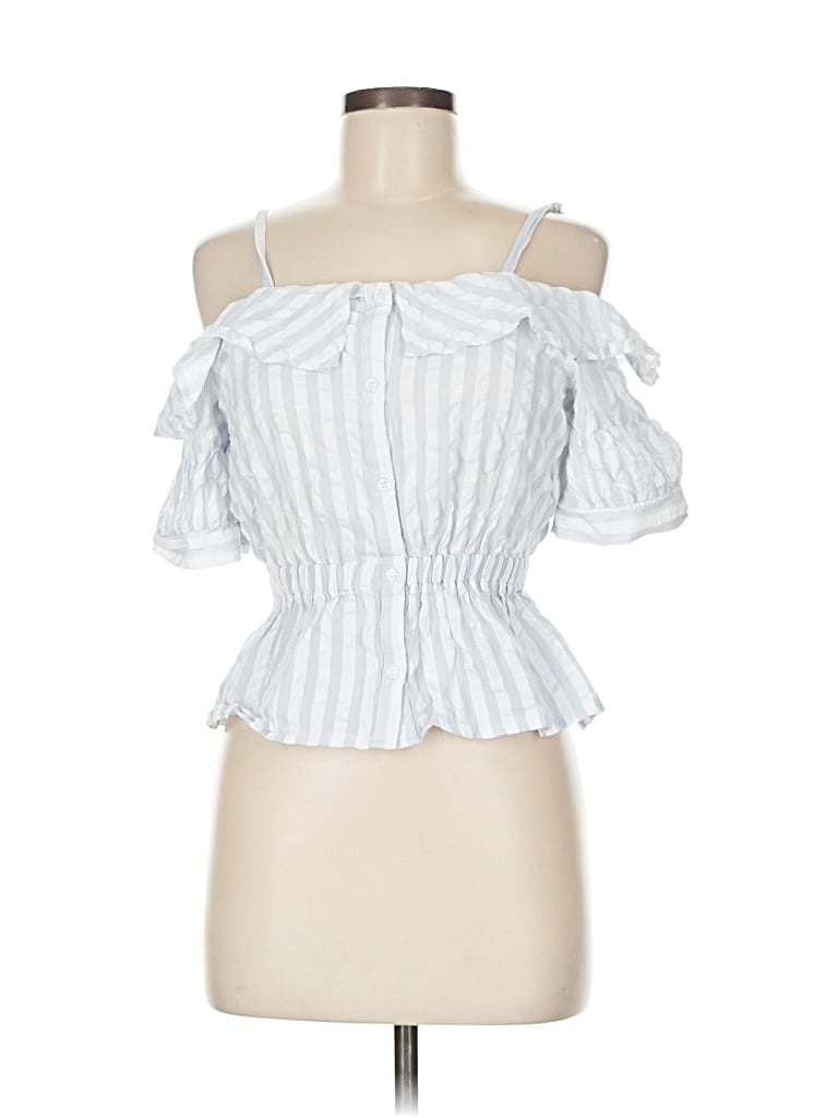 Pre-owned Asos Design Tank Top Blue Cold Shoulder Neckline Tops