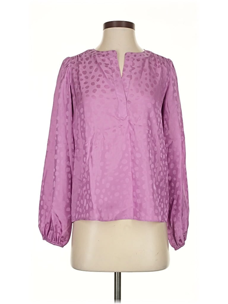 Pre-owned Ann Taylor Long Sleeve Blouse In Purple