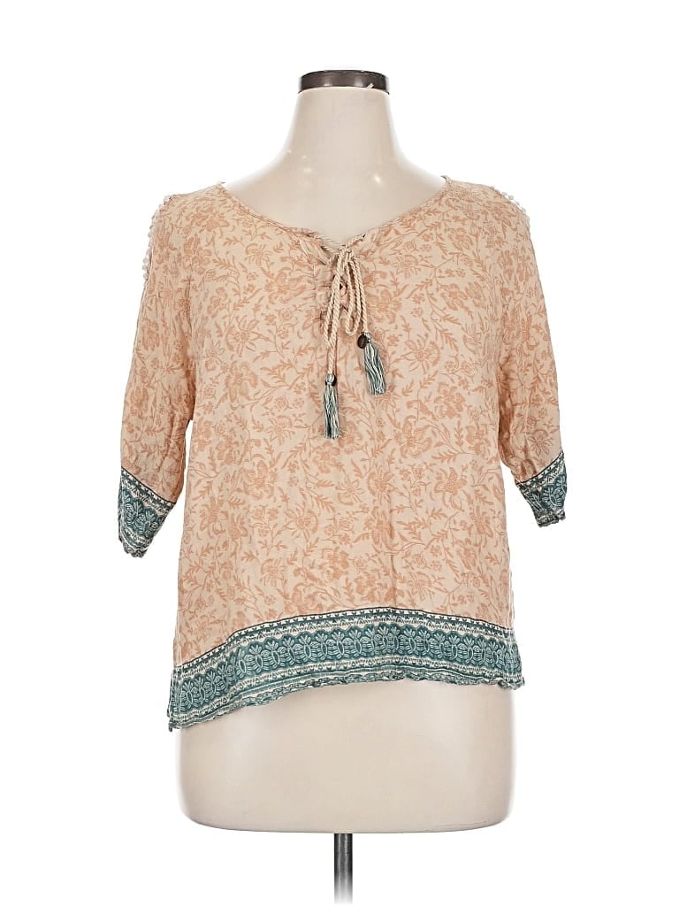 Pre-owned Democracy 3/4 Sleeve Blouse In Brown