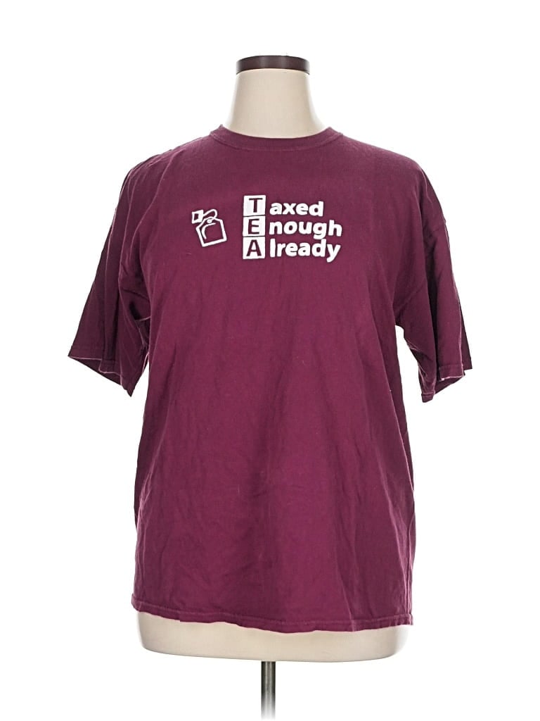 Pre-owned Gildan Short Sleeve T-shirt In Burgundy